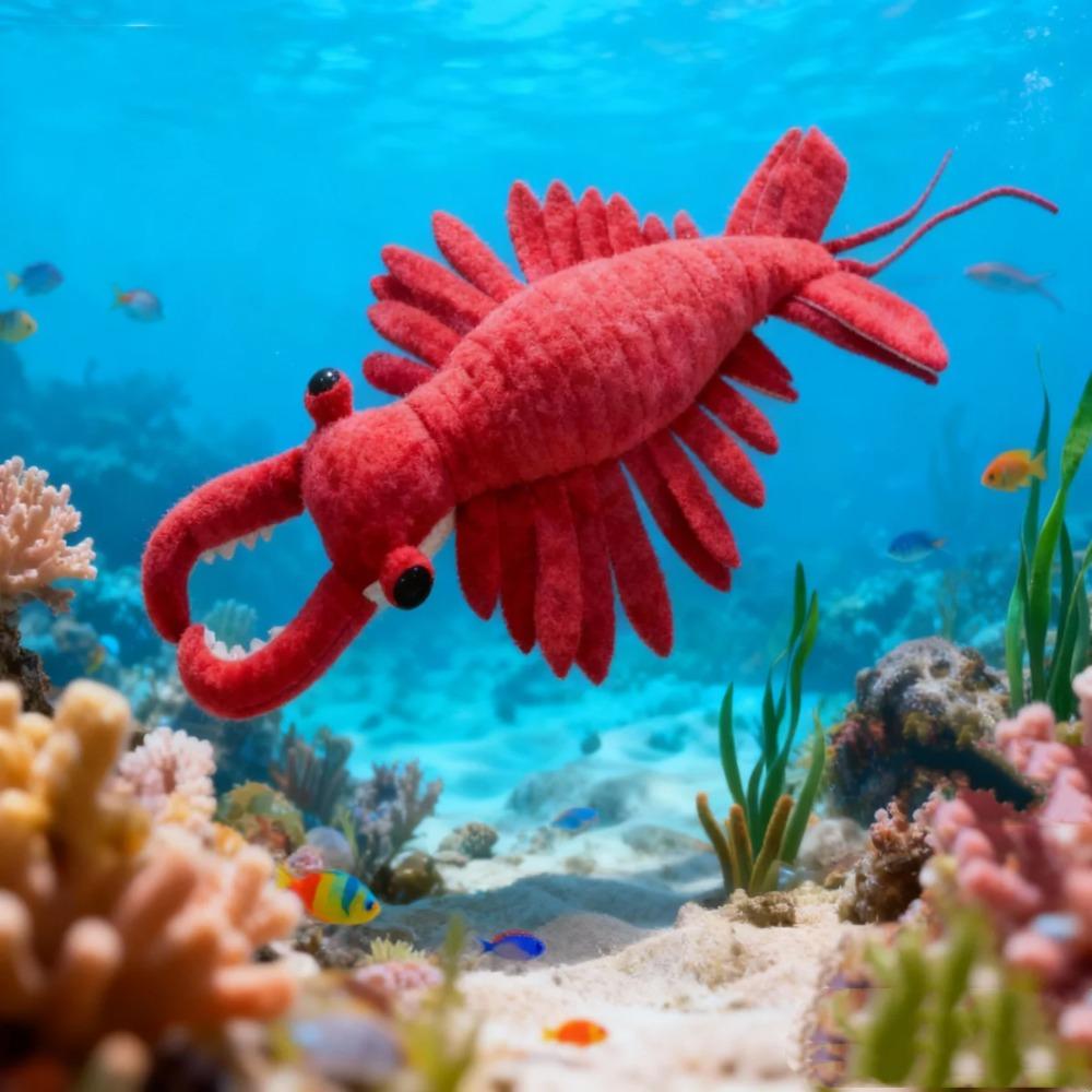 54.99cm Jucărie de pluș realistă Anomalocaris, creveți roșii vibrante, realistă, cu detalii complexe, Cadouri de Crăciun, Aniversare