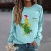 Women's Fashion Casual Long Sleeve Solid Color Christmas Printed Round Neck Top Sweatshirt