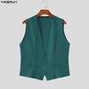 INCERUN Two Pieces Men V Neck Thin Sleeveless Vest and Pleated Shorts Clothing Sets