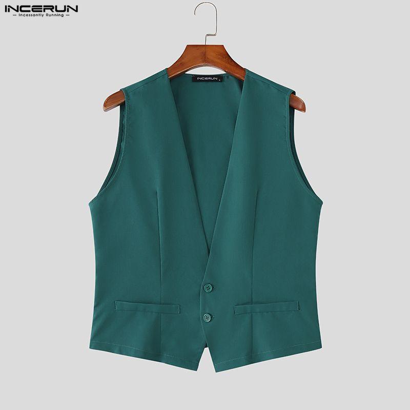 INCERUN Two Pieces Men V Neck Thin Sleeveless Vest and Pleated Shorts Clothing Sets