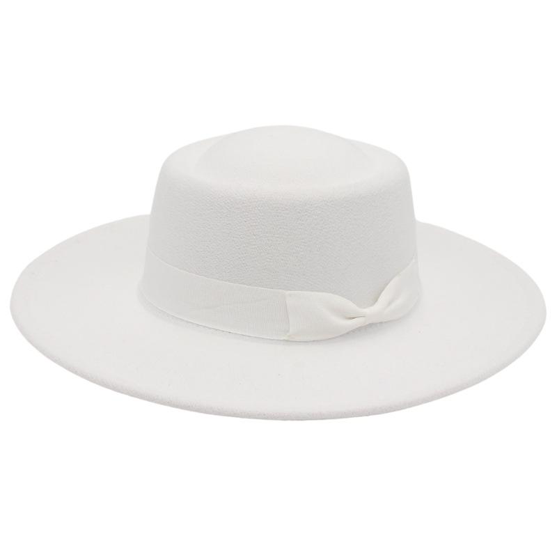 

Корейская версия шляпы Универсальный бант куполообразный выпуклый верх большой полевой модный повседневный шерстяной фетровый цилиндр шляпа Adult (57-60cm)