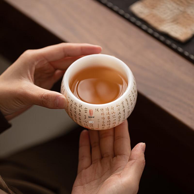 Su-Style Ceramic Ice-Jade Heart Sutra Meditation Tea Cup