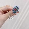 S925 Sterling Silver Cloisonné Lotus Ring: Blue Retro Chinese Style Ethnic Jewelry