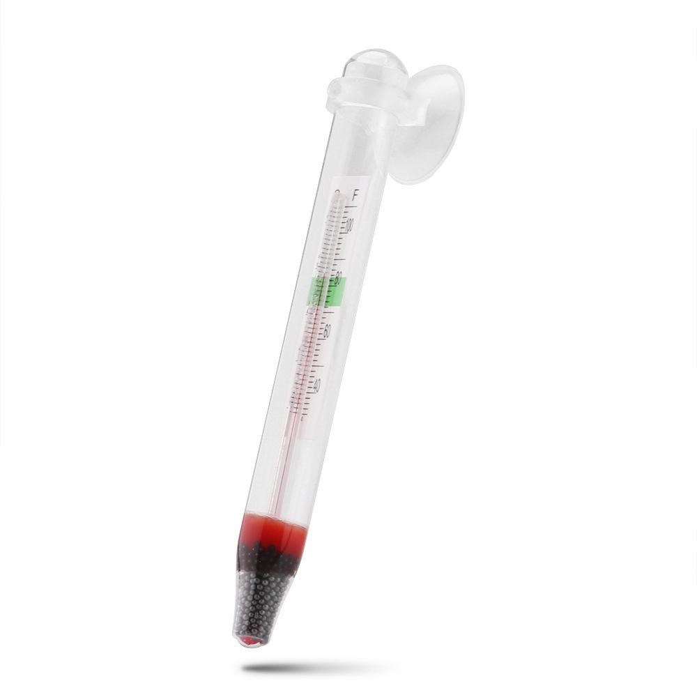 Glass Tube Aquarium Fish Thermometer Temperature Submersible Suction Tanks Decor