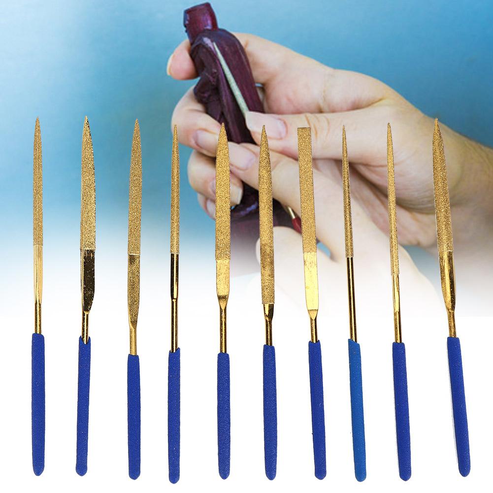 3x140mm Titanium Plated Steel Diamonds Needle Files Tools Kit for Steel Ceramics Filing