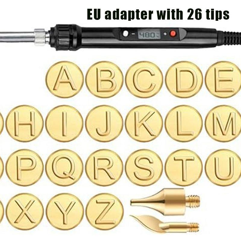 

Инструмент для выжигания по дереву, ручка с набором наконечников для выжигания, 26 английских букв, наконечники для выжигания, трафарет, паяльник для деревообработки A3