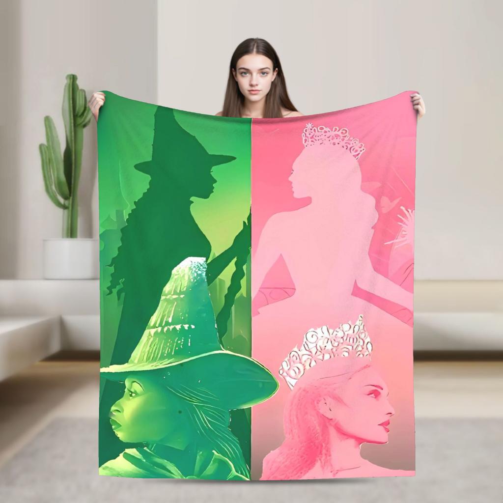 Wicked 2 Musical Movie Glinda Poster Soft Warm Blanket Plush Throw Blanket Novelty Home Decor Flannel Bedspread Sofa Bed Cover