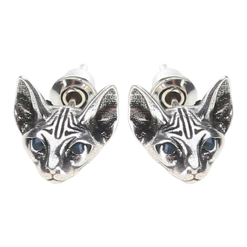 

1 пара Унісекс Модні Прикраси Вінтажний Сфінкс для Кішки Гвоздики Сережки Гіпоалергенні Панк Коти Сережки Готичні Круті Сережки 1