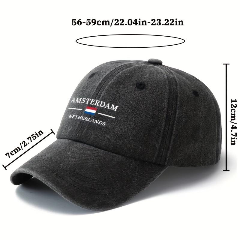 Cappellino da Baseball Unisex alla Moda e Versatile con Lettere Stampate AMSTERDAM, Leggero per l'Esterno, Visiera Curva, Cappellino da Baseball da Autista di Camion