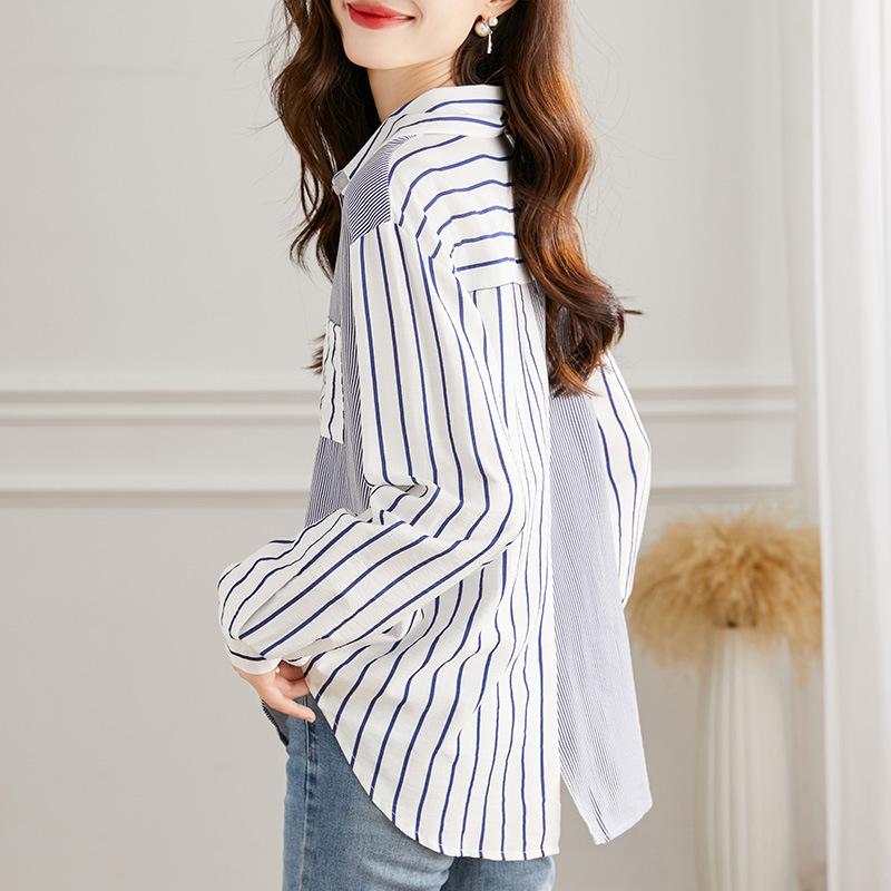 Striped Shirt for Women Long-sleeved Spring Outfit New Style Design Niche Wear Versatile Shirt