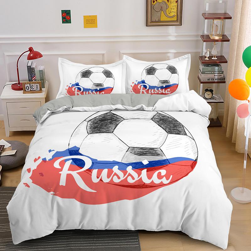 Football Duvet Cover Set Soccer Bedding Set For Boy Teen Microfiber Sports Theme Comforter Cover Soccer Ball Pattern Quilt Cover