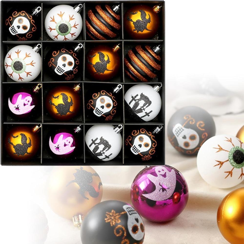 16PCS/SET Halloween Decorations, Ball Tree Decorations, Witch and Spider Halloween and Christmas Indoor and Outdoor Decorations