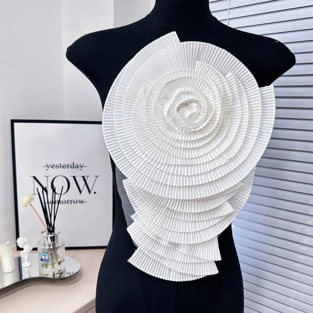 Folded Three-Dimensional Flower Handmade Clothing Dress Diy Decorative Large Flower Corsage Cloth Sticker Accessories