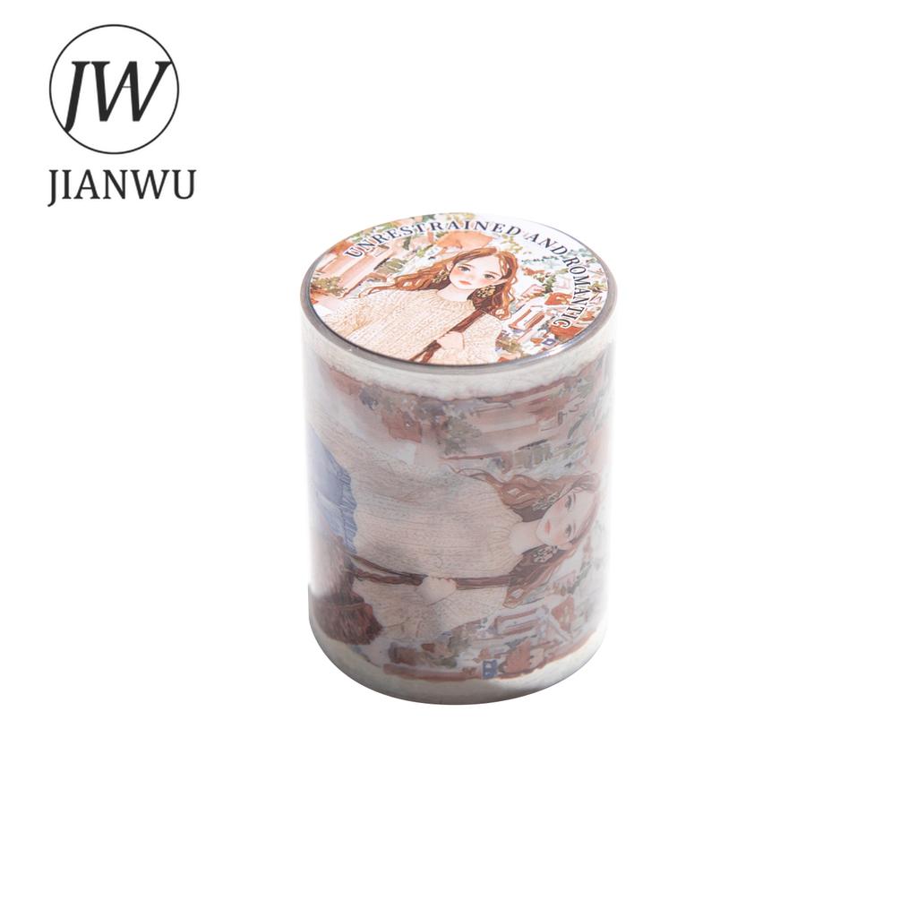 JIANWU Romantic Bohemian Series Vintage Plant Flower Character Material Collage PET Tape Creative DIY Journal Stationery