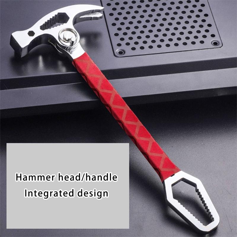 652F Double Purpose Manganese Steel Claw Hammer With Build In Wrench & Auto Tightening Mechanism For Woodworking Renovations