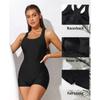 Anfilia Einteiliger Damen-Sport-Badeanzug, rückenfrei, Boxer, konservativer Badeanzug, Patchwork, Strandkleidung, Badeanzug