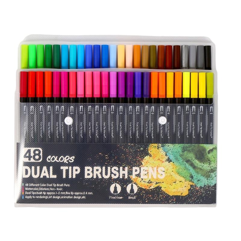 36/48/60/72/100 Colors Felt Tip Pen Brush Marker Pen Watercolor Pen Brush Pen for Kids Adult Coloring Books Note Taking