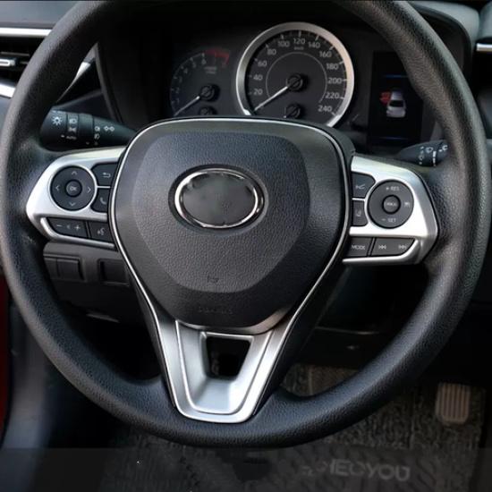Matte Silver Trim 3pcs ABS Steering Wheel For Toyota Corolla -