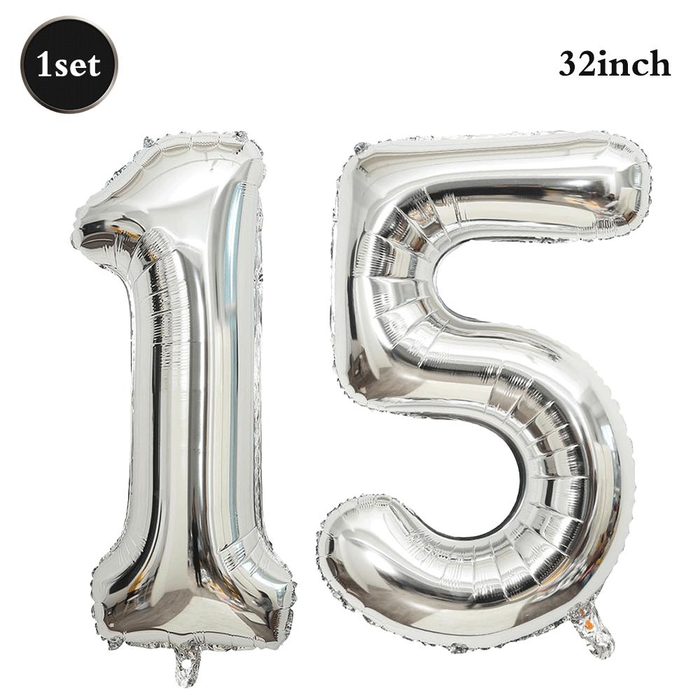 32inch Silver Number Foil Balloons Large Digit 0-9 Helium Globos Happy Birthday Party Decor Wedding Anniversary Graduation 2026