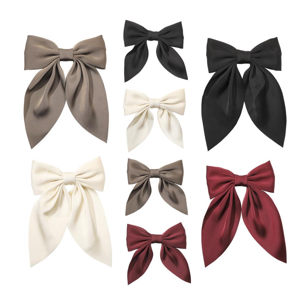 Solid Color Satin Ribbon Big Bows Hairpin Duckbilled Clip Hair Accessories For Women Girls Trendy Korean Summer Hair Accessories