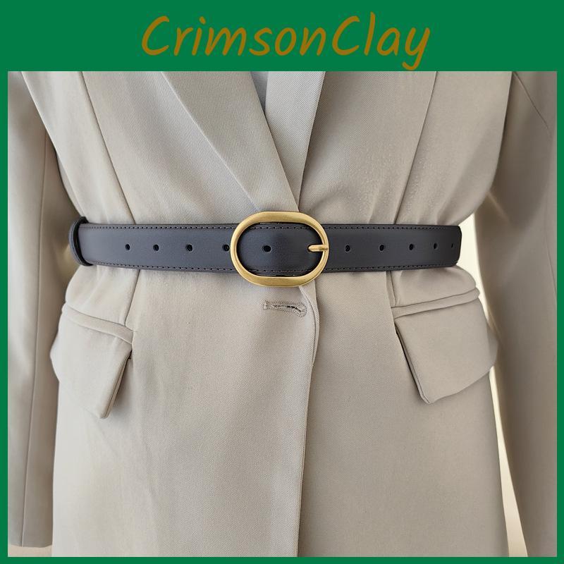 Womens Vintage Style Waist Belt Elliptical Metal Buckle Dress Shapewear Belt