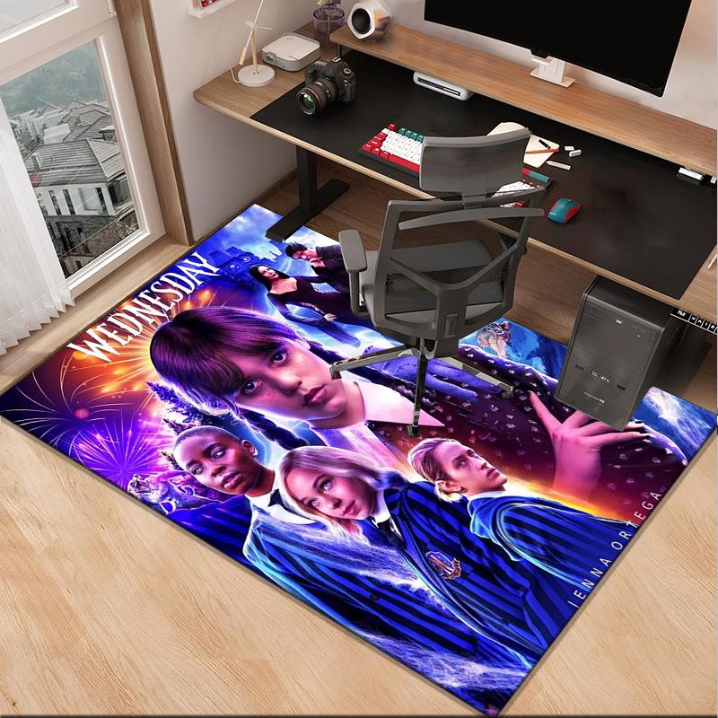 Wednes-day Gothic Family Reunion Office Rug Chair Mat, Game Carpet, Suitable for Front Door, Bedroom, Living Room, Desk, Holiday Gift