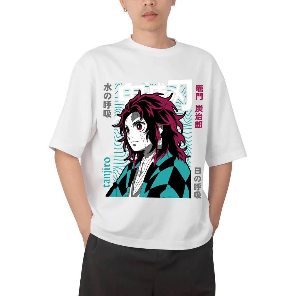 Demon Slayer Tanjiro Kamado Anime T-Shirt Comfortable Fashion Vintage Double-Sided Band Graphic Print Women And Men T-shirts