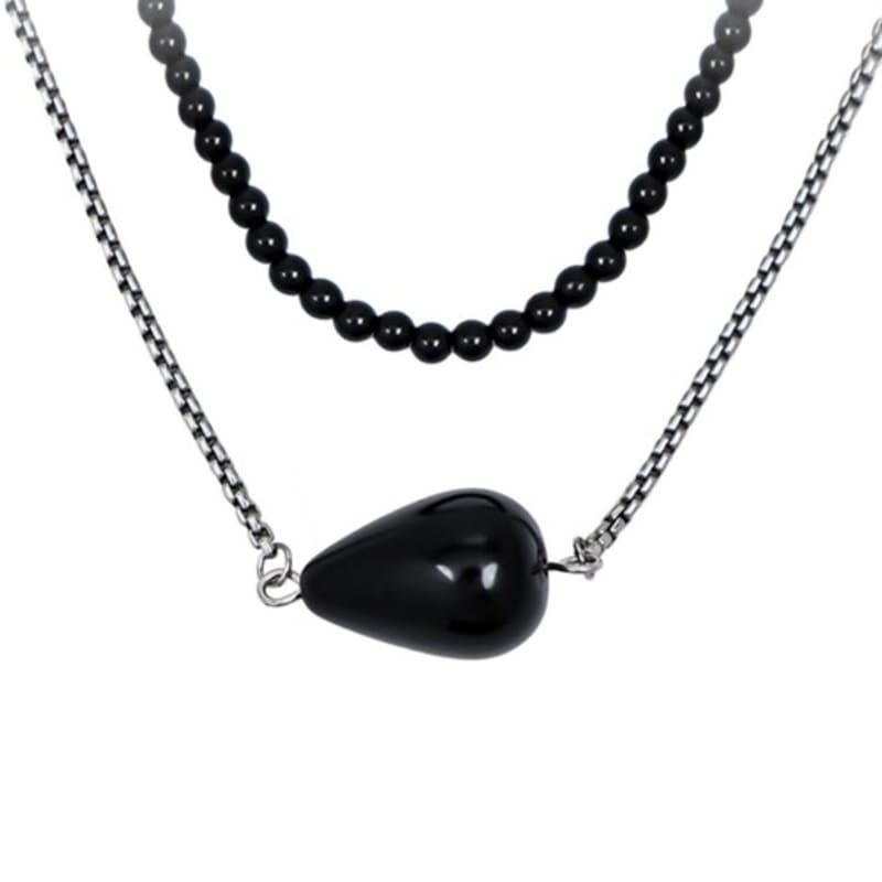 aora BLACK BEADS LAYERED NECKLACE #0028