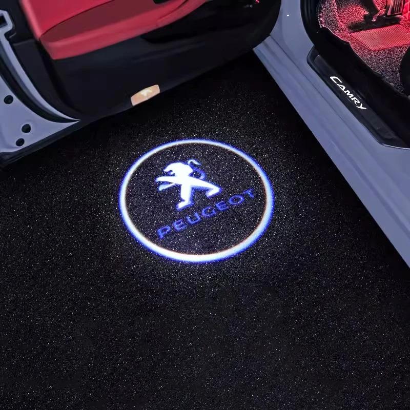 2pcs Car Door HD Projector Lamp LED Decoration Atmosphere Light For Peugeot 408 T308 5008 208 2008 3008 Landtrek Rifter 508 301