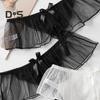 Women Thong Mesh Lace Bow Decor Spaghetti Strap Open Crotch Solid Color Low Waist Seductive Elastic Hot Lady G String Panties Underwear