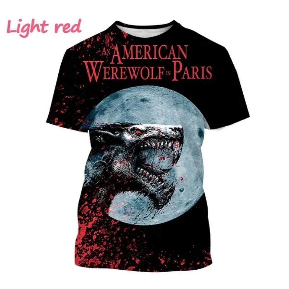 Y2K Top American Werewolf 3D Gedrucktes T-Shirt Lustige Freizeit Herrenbekleidung Mode Herren- und Damen Rundhals Kurzarm T-Shirts