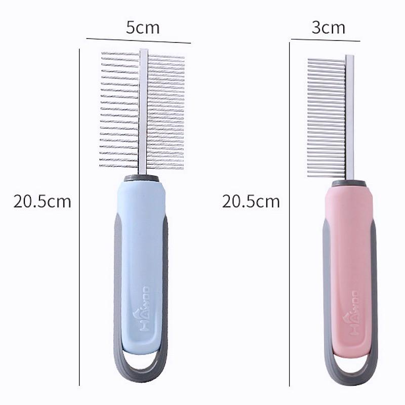Dog Comb Double-sided Dogs Brush Self-cleaning Cat Brush Pet Hair Remover Stainless Steel Combs for Dog Grooming Massage Brushes