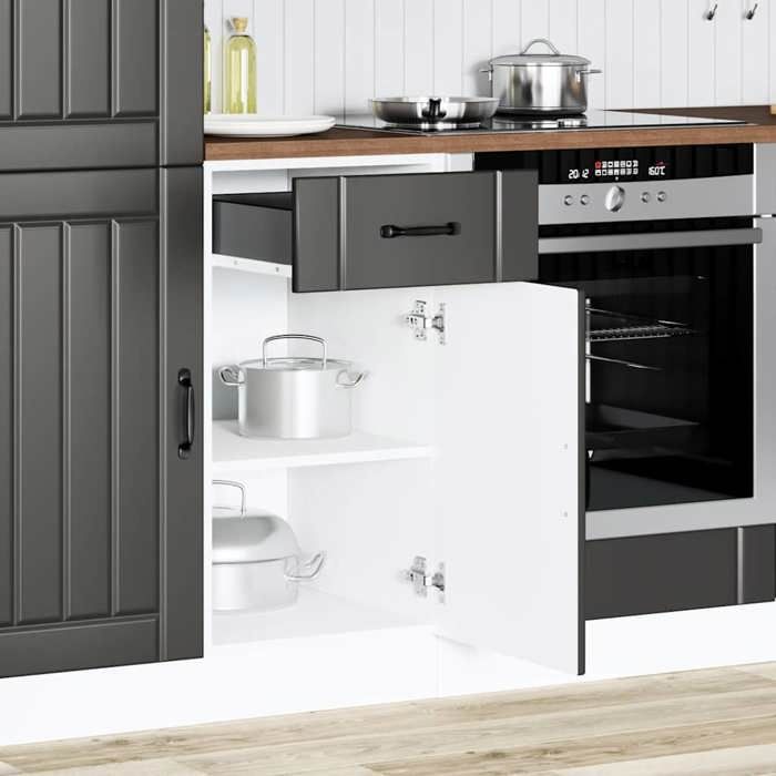 VidaXL Armoire de cuisine Lucca noir bois d'ingénierie, meuble d'évier, meuble de cuisine avec tiroir, meuble de cuisine à 853708