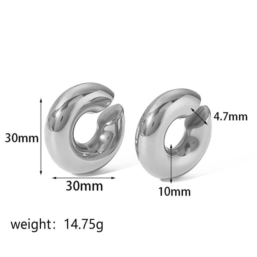 

2025 INS popular fat C-shaped stainless steel earrings 18K gold popular personality ear bone clip without ear needle 18K
