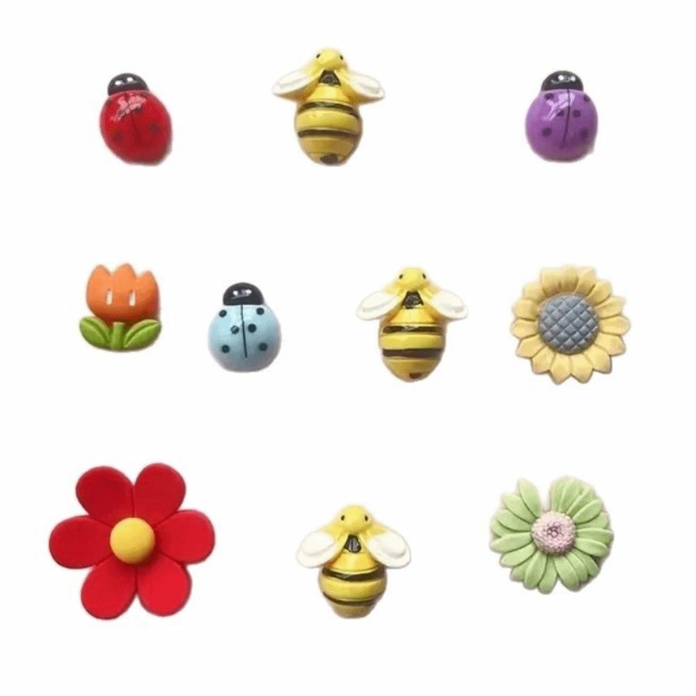 10pcs Colorful Refrigerator Magnet Oval Shape Insect Refrigerator Sticker  Home Decor