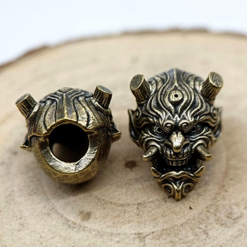 1/2Pcs Prajna Skull Head Brass Knife Beads Charms for DIY Woven Bracelets Lanyard Pendants EDC Outdoor Tool Hangings Accessories