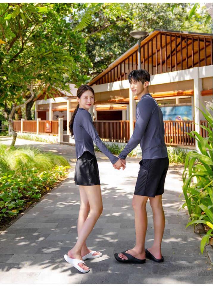 Women's Slim-Fit Three-Piece Swimsuit: Boy Shorts, Long-Sleeved Top, Tummy Concealing. Men's Two-Piece: Perfect for Couple Swimwear.