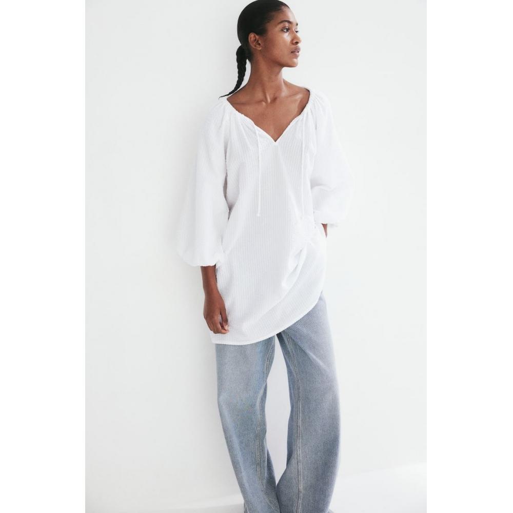 

H M seersucker dress white