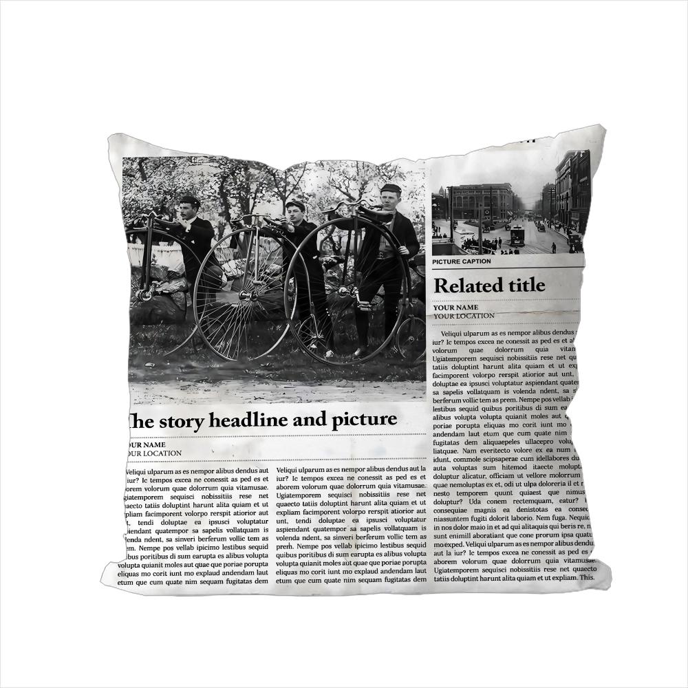 Retro Newspaper Pillow Case For Car Sofa Decorative Home Doublesided Print Plush Square Throw Pillow Cushion Cover