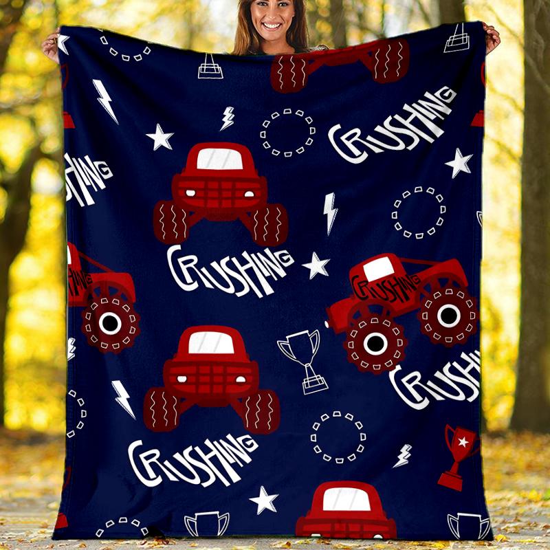 Truck Theme Printed Blanket - Perfect for Couch, Bed, Travel & Outdoor Use | Machine Washable, Cozy & Durable.