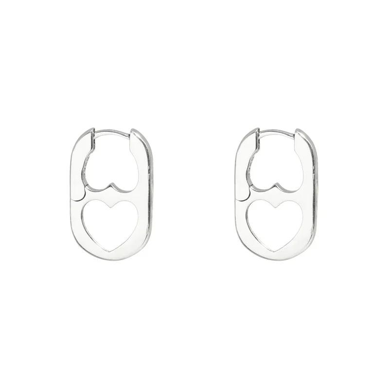Korea Hollow Double Heart Earrings for Women Pig Nose Earrings Korean Style Design Ear Buckle 2023 Fashion Zircon Accessorie