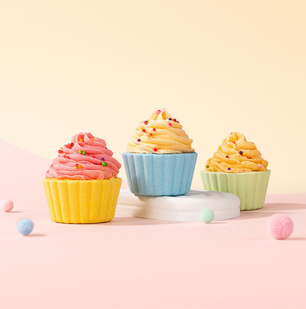 Cupcake Bath Salt Ball Essential Oil Bath Bubble Ball Aromatic Moisturizing Nourishing Skin Care Shower Ball Body Cleansing Self-Care Essential