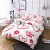 Lips Polyester Duvet Cover Set Red Heart Valentine's Day Present For Couple Wife King Queen Size Bedding Set With Pillowcase