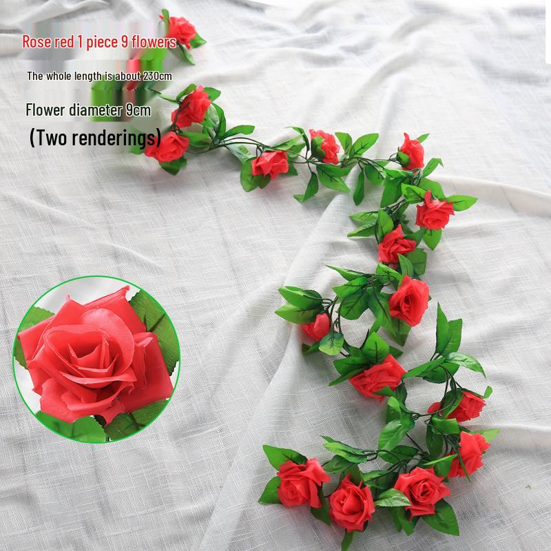 Artificial Rose Vine for Air Conditioning Pipe and Staircase Decoration