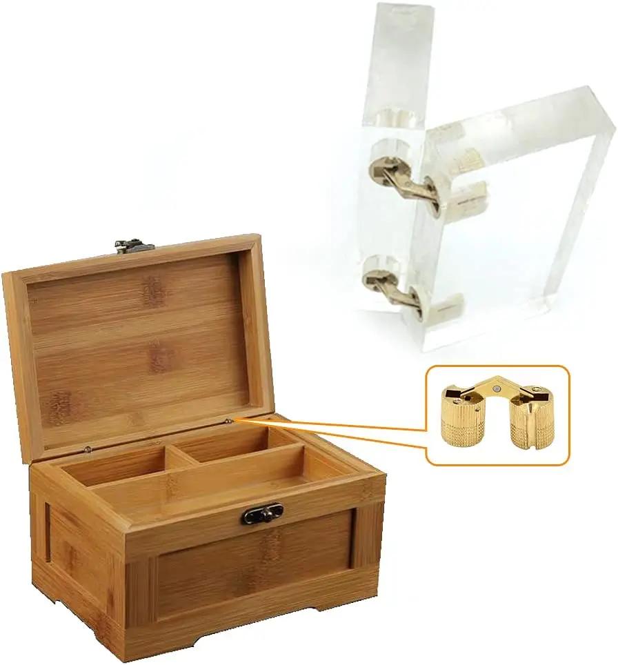 4pcs Coppers Brass Furniture Hinges 8-18mm Cylindrical Hidden Cabinet Concealed Invisible Door Hinges For Hardware Gift Box