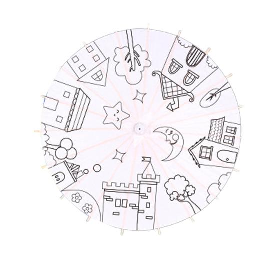 DIY Coloring Paper Umbrella with Bamboo Handle Handmade Chinese Oiled Paper Umbrella White Paper Umbrella Japanese Parasol Decoration