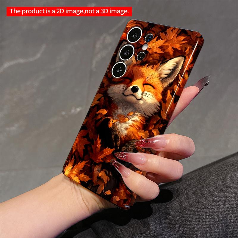 2DFlat Samsung phone case Sleeping Fox Amid Golden Leaves Applicable to Galaxy S22 S23 S24 S25ULTRA S26 A12 A13 A14 A15 A16