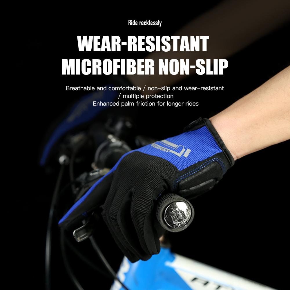 Outdoor Use Athletic Biking Gloves Microfiber Wear Resistant Anti-sweat Slip Breathable Touchscreen MTB Motorbike Gloves Men Black