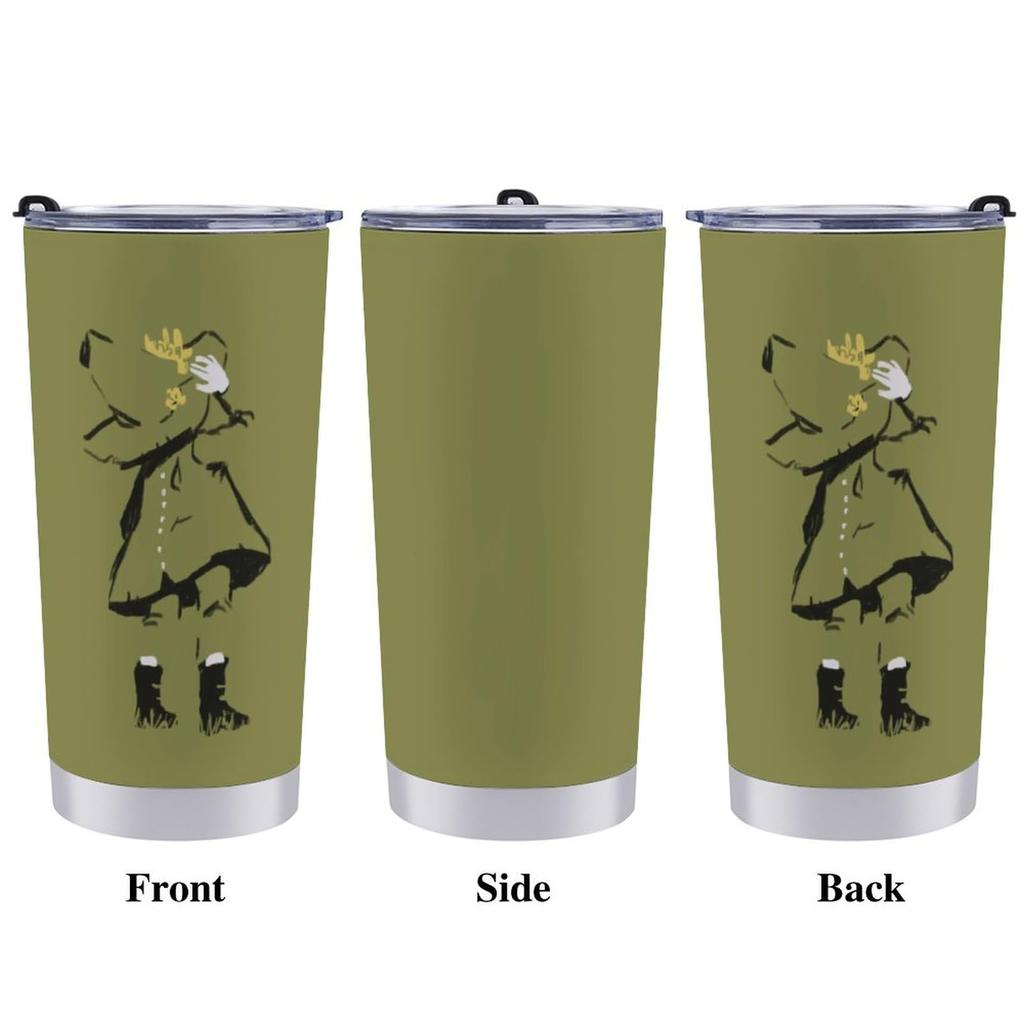 Snufkin Mug with Straw Straw Coffee Convenience Store Stainless Water Large Direct Cute & Brush, Mug, Cup, 600ML, Cup, Tumbler, Steel, Cold/Hot, Car,