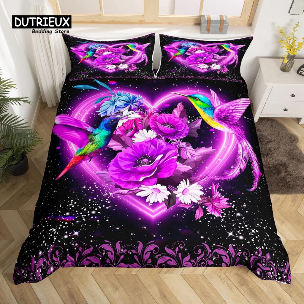 Boho Mandala Bedspread Cover Kit Hummingbird Bed Ensemble Cozy Microfiber Fabric Farmhouse Adorable Birds Comforter Cover Queen Dimension for Kids